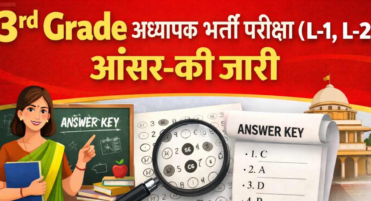 3rd Grade अध्यापक भर्ती परीक्षा (L-1, L-2)आंसर-की जारी