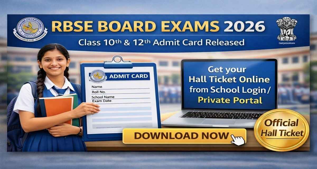 राजस्थान बोर्ड 10वीं, 12वीं एडमिट कार्ड 2026 जारी